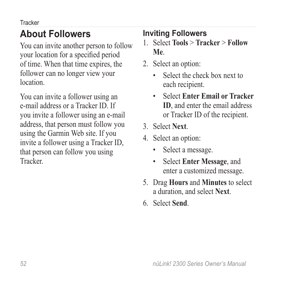 About followers | Garmin nuLink! 2390 User Manual | Page 58 / 86