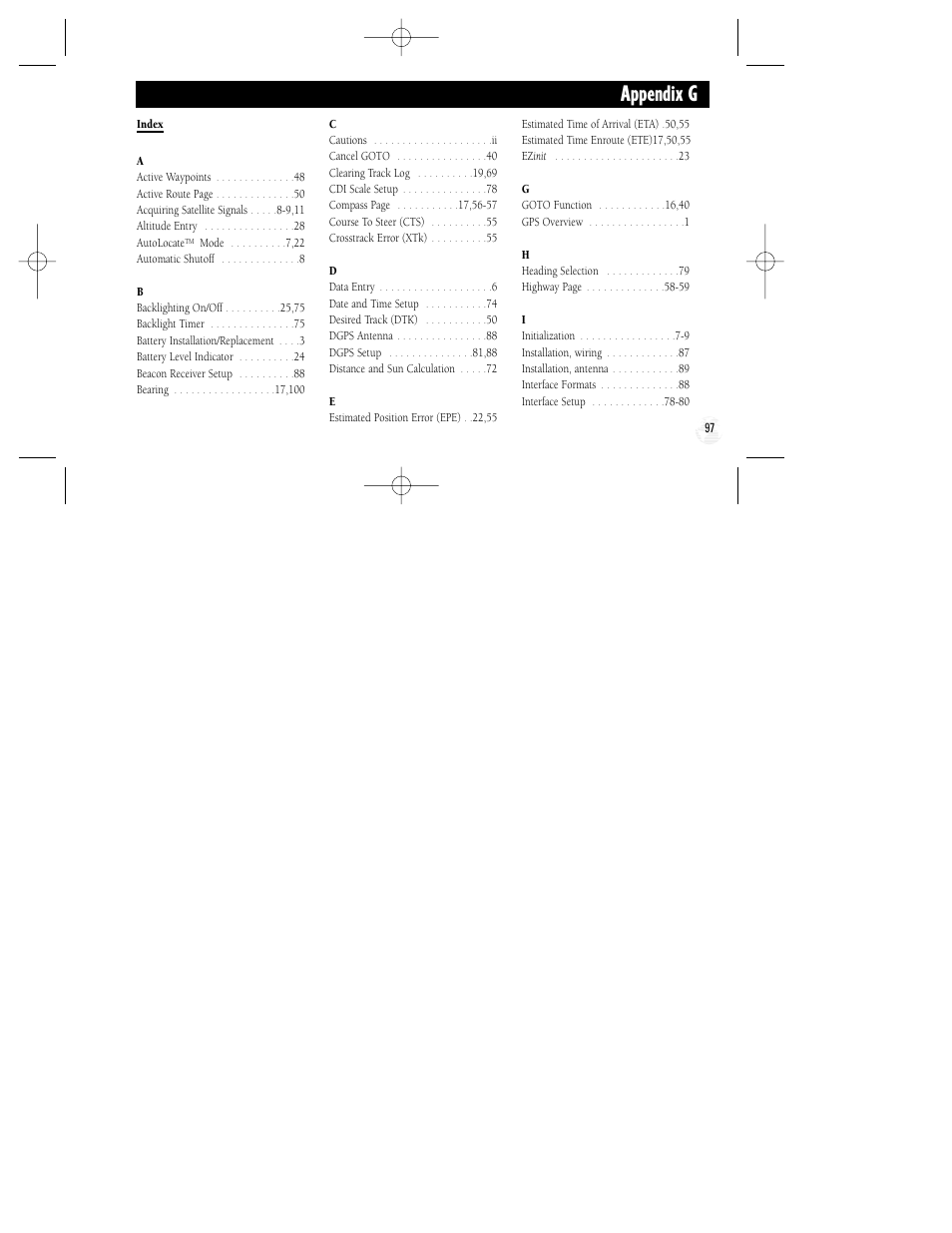 Appendix g | Garmin GPS II Plus User Manual | Page 103 / 108