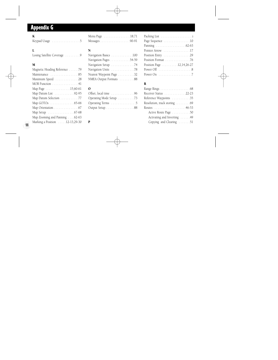 Appendix g | Garmin GPS II Plus User Manual | Page 104 / 108