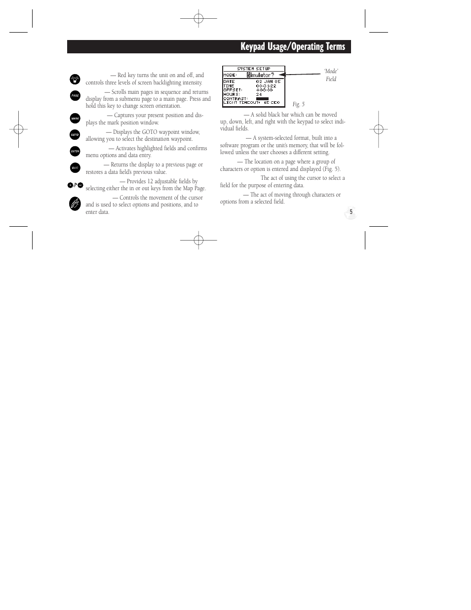 Keypad usage/operating terms | Garmin GPS II Plus User Manual | Page 11 / 108
