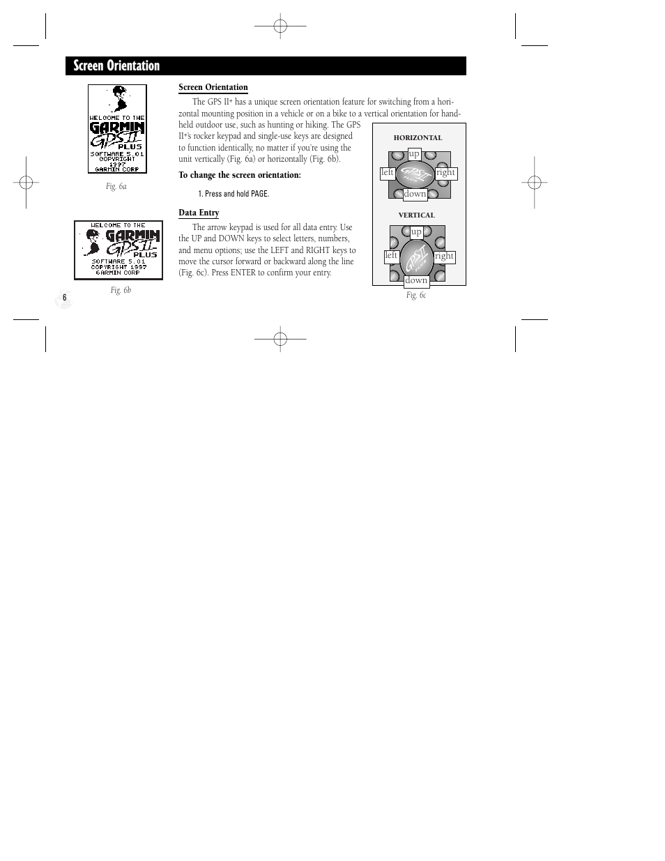 Screen orientation | Garmin GPS II Plus User Manual | Page 12 / 108