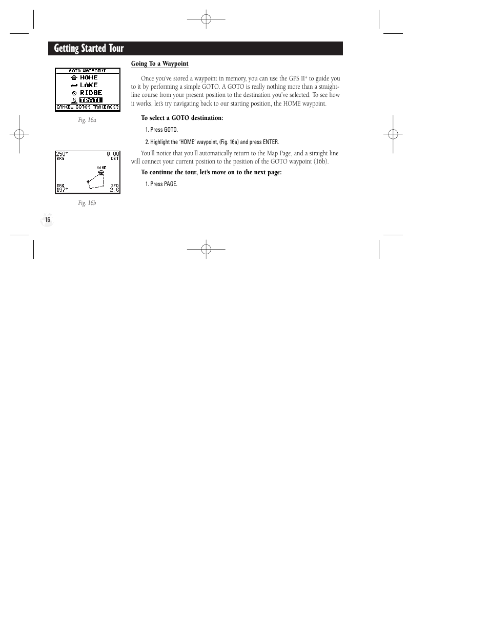 Getting started tour | Garmin GPS II Plus User Manual | Page 22 / 108