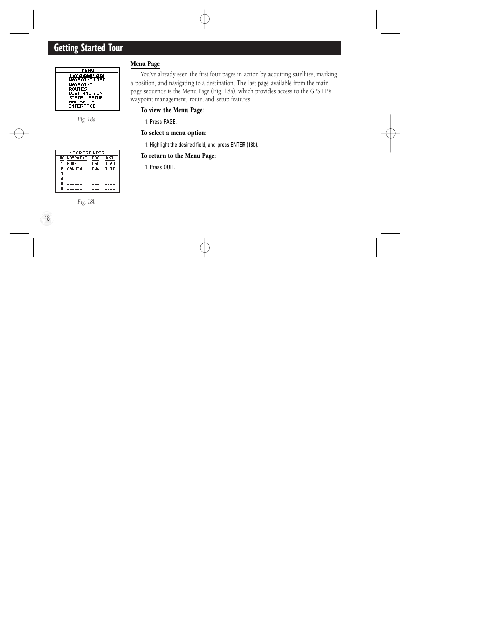 Getting started tour | Garmin GPS II Plus User Manual | Page 24 / 108