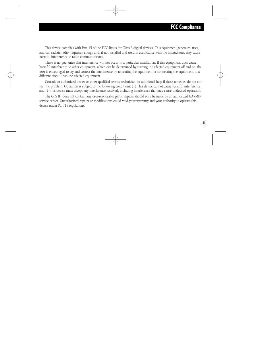 Fcc compliance | Garmin GPS II Plus User Manual | Page 5 / 108