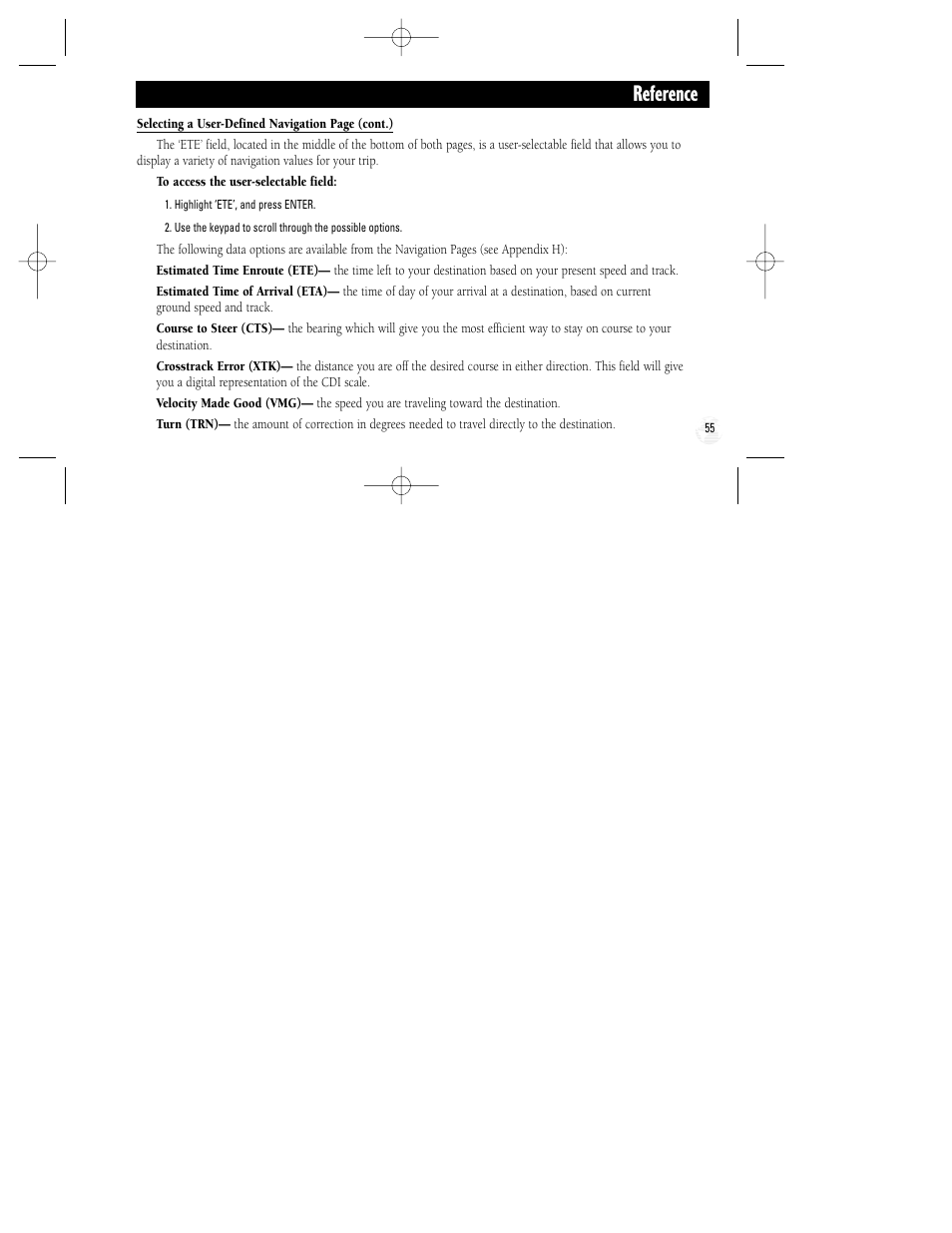 Reference | Garmin GPS II Plus User Manual | Page 61 / 108