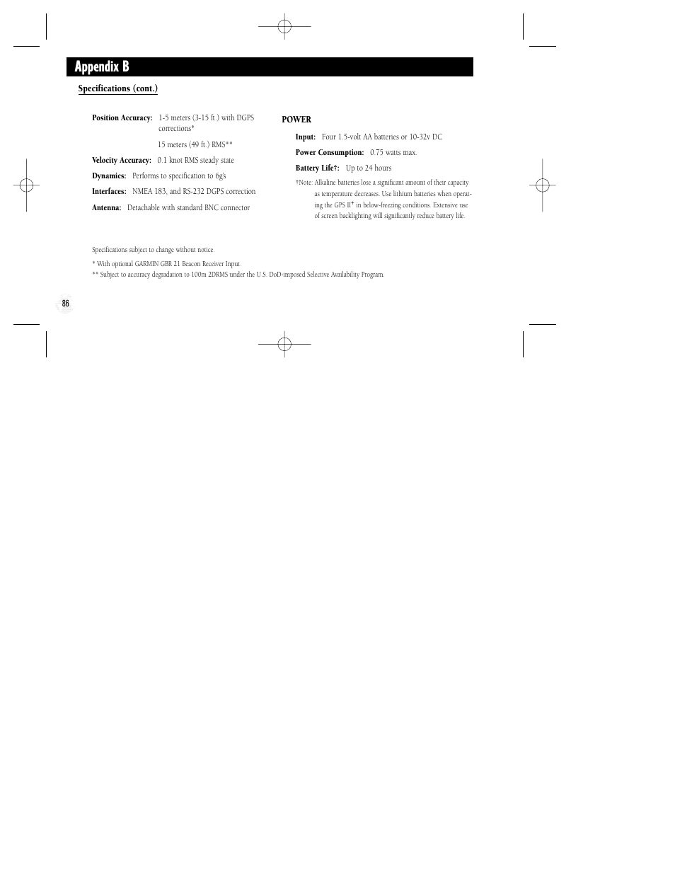 Appendix b | Garmin GPS II Plus User Manual | Page 92 / 108