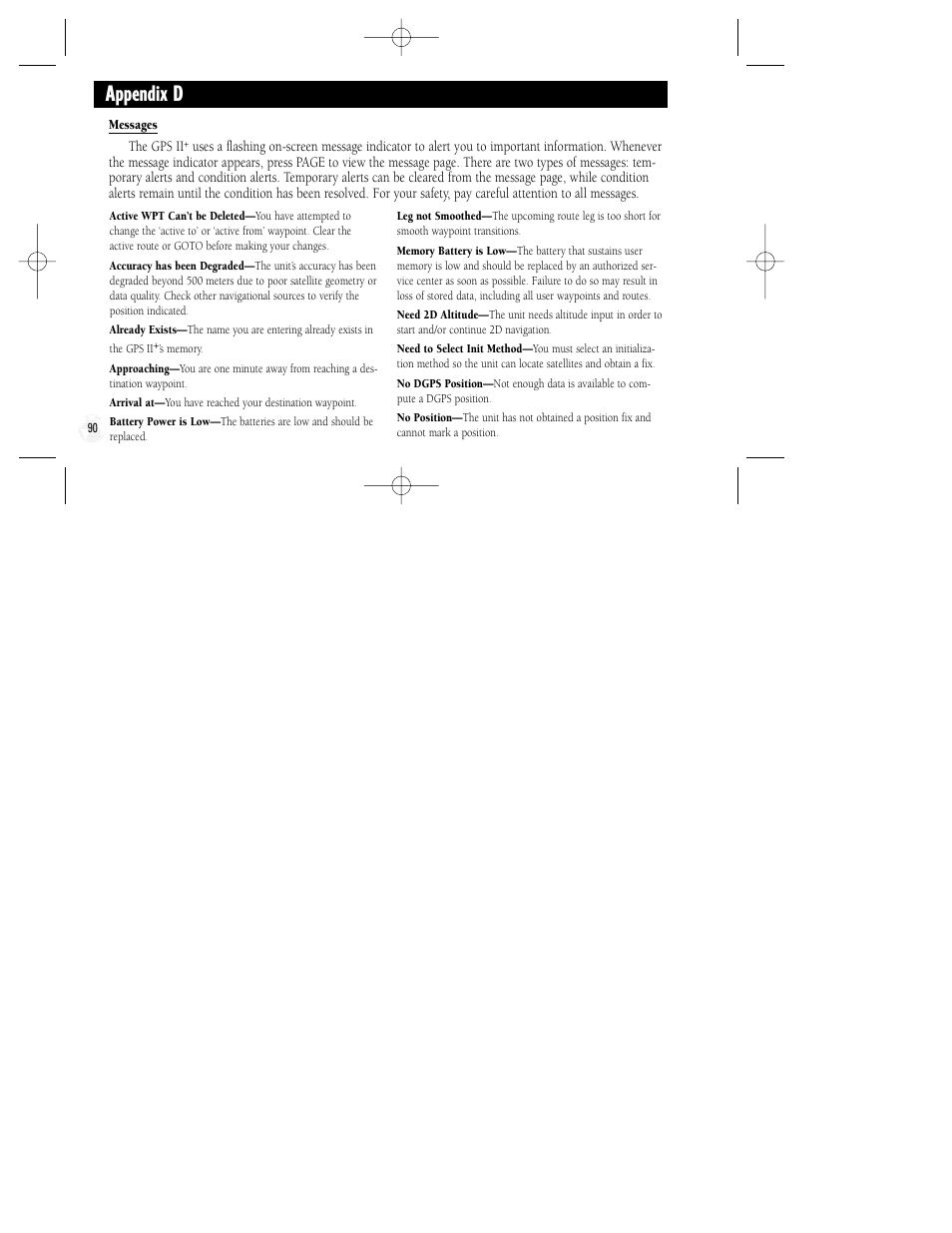 Appendix d | Garmin GPS II Plus User Manual | Page 96 / 108