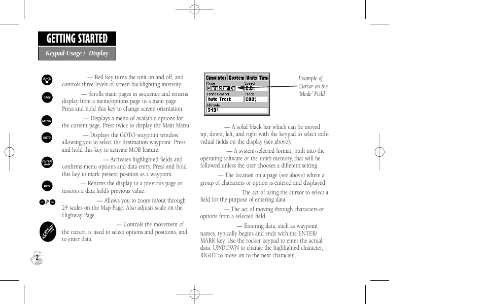 Getting started | Garmin GPS III User Manual | Page 10 / 100