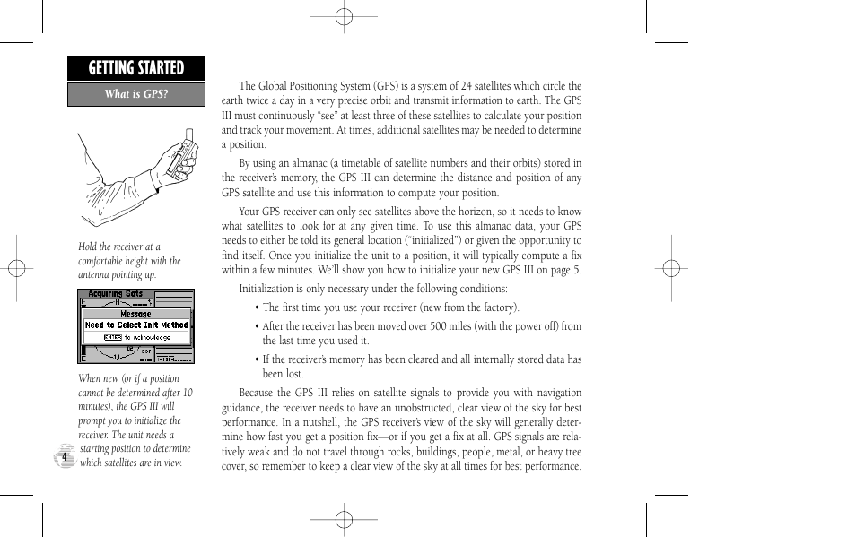 Getting started | Garmin GPS III User Manual | Page 12 / 100