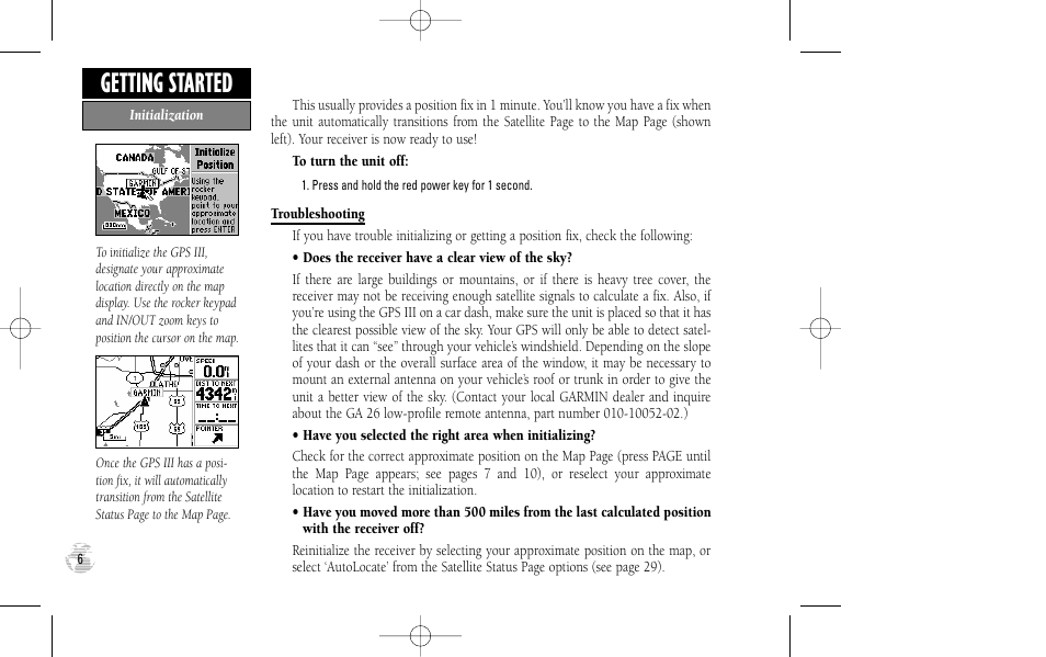 Getting started | Garmin GPS III User Manual | Page 14 / 100