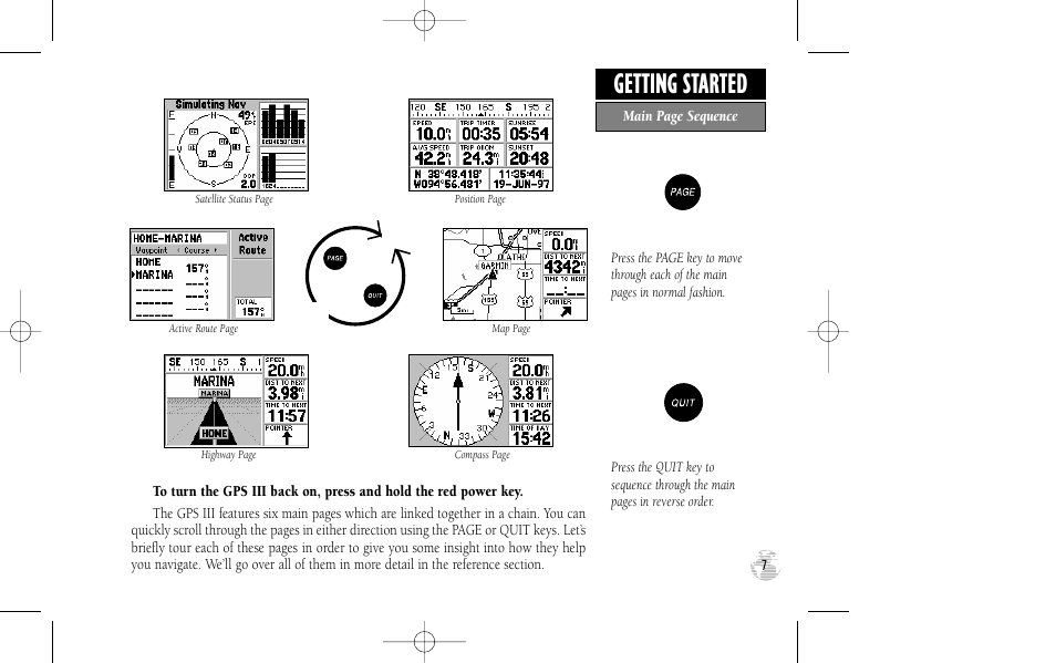 Getting started | Garmin GPS III User Manual | Page 15 / 100