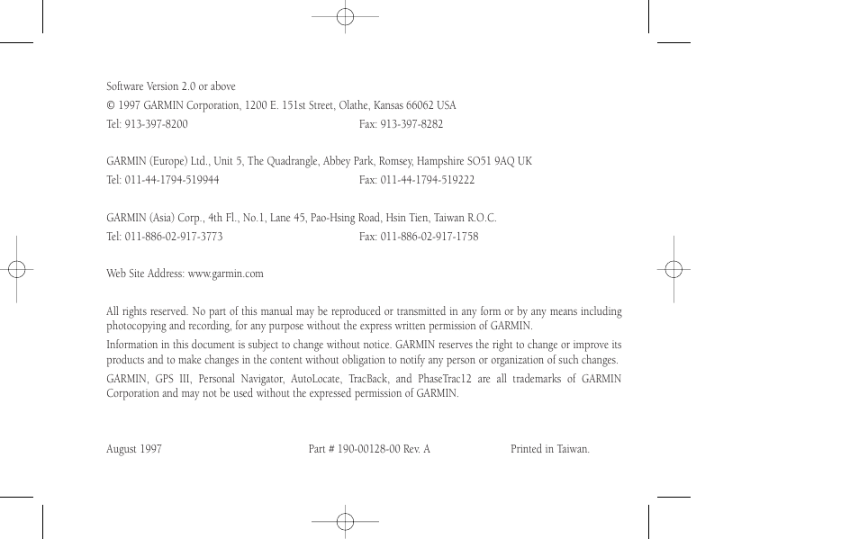 Garmin GPS III User Manual | Page 2 / 100