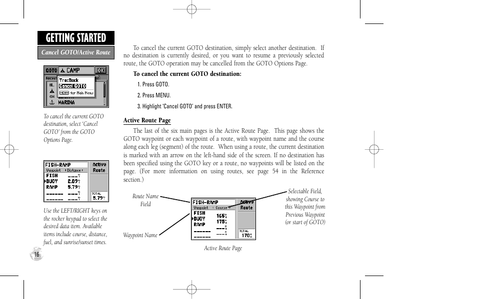 Getting started | Garmin GPS III User Manual | Page 24 / 100