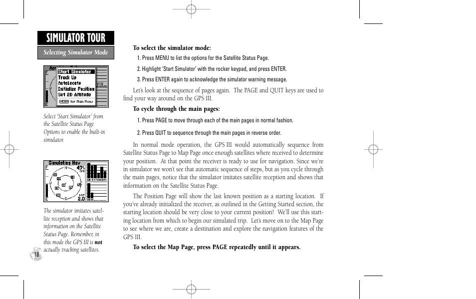 Simulator tour | Garmin GPS III User Manual | Page 26 / 100