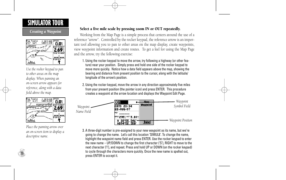 Simulator tour | Garmin GPS III User Manual | Page 28 / 100