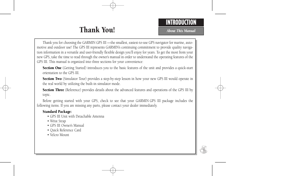 Introduction | Garmin GPS III User Manual | Page 3 / 100