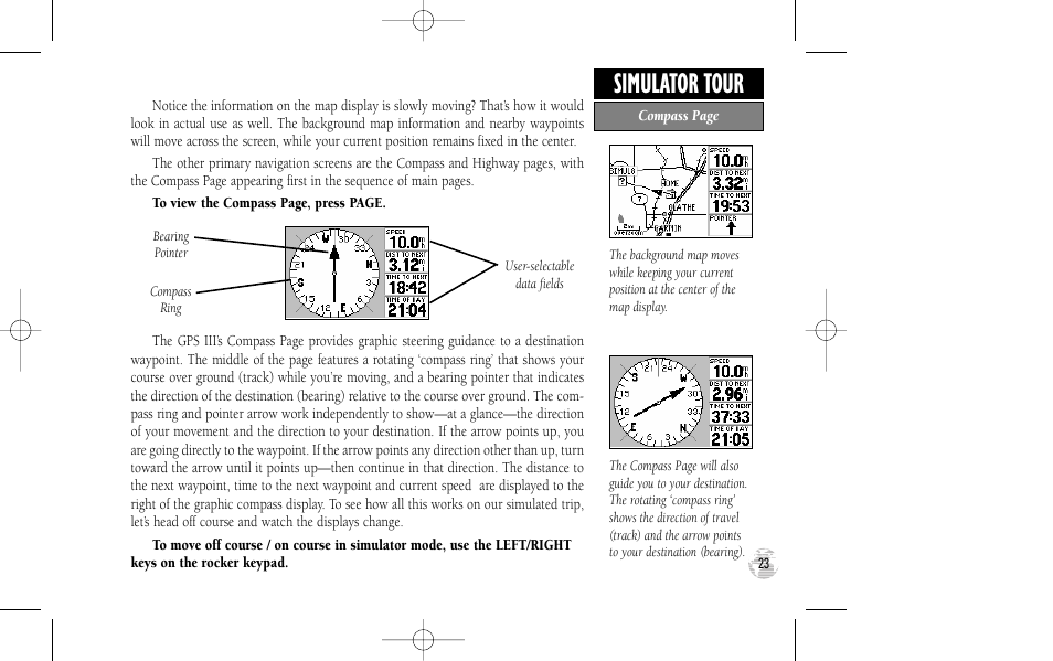 Simulator tour | Garmin GPS III User Manual | Page 31 / 100