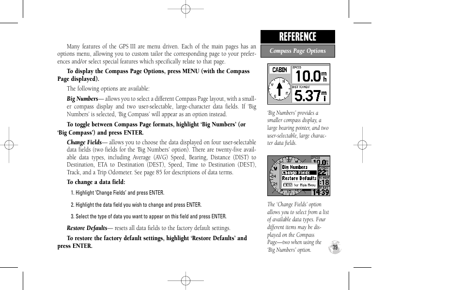 Reference | Garmin GPS III User Manual | Page 47 / 100