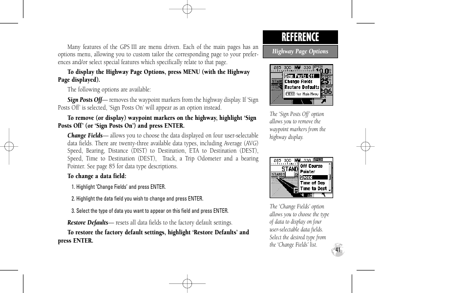 Reference | Garmin GPS III User Manual | Page 49 / 100