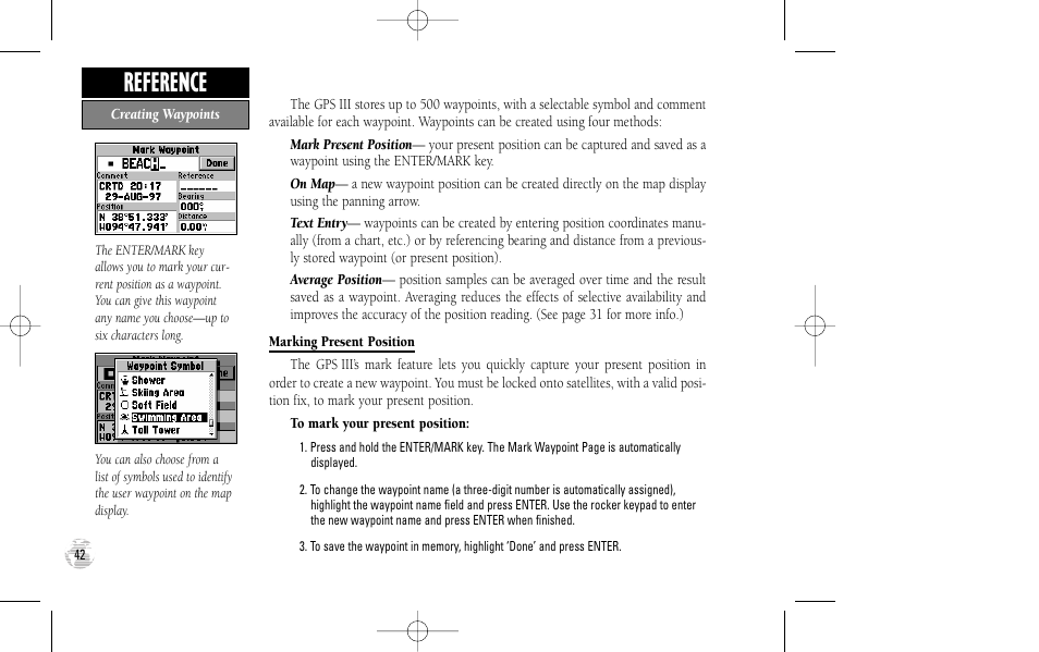 Reference | Garmin GPS III User Manual | Page 50 / 100