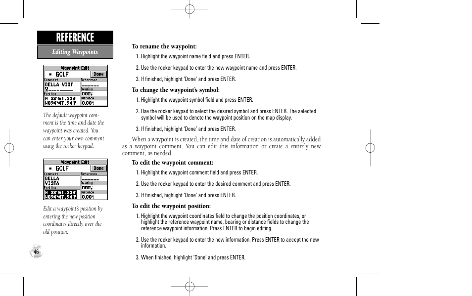 Reference | Garmin GPS III User Manual | Page 54 / 100