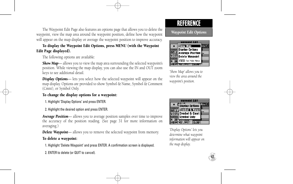 Reference | Garmin GPS III User Manual | Page 55 / 100