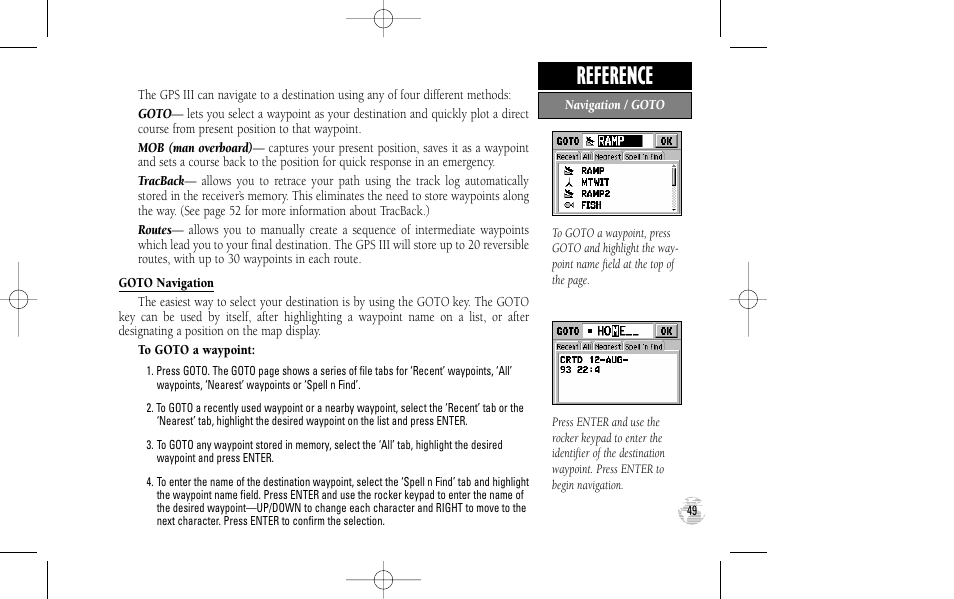 Reference | Garmin GPS III User Manual | Page 57 / 100