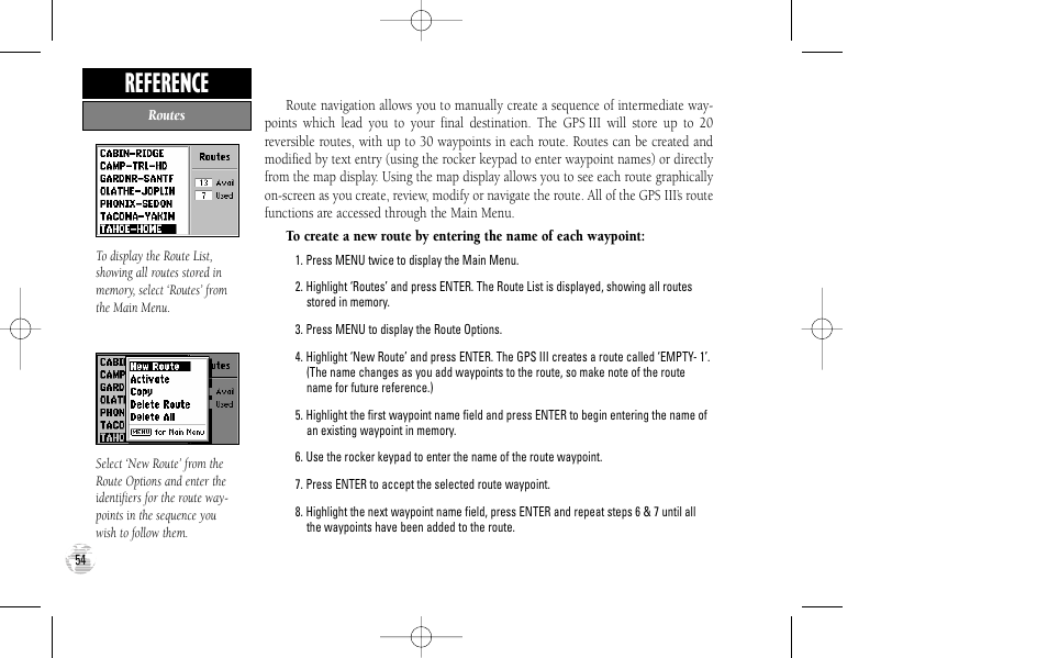 Reference | Garmin GPS III User Manual | Page 62 / 100