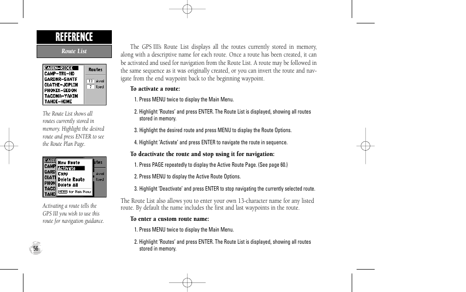 Reference | Garmin GPS III User Manual | Page 64 / 100