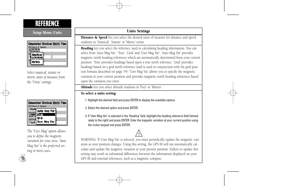 Reference | Garmin GPS III User Manual | Page 78 / 100