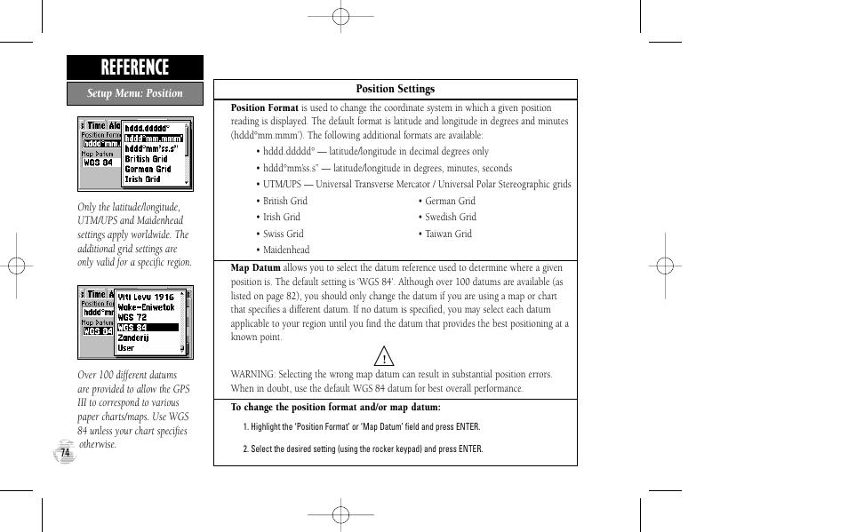 Reference | Garmin GPS III User Manual | Page 82 / 100