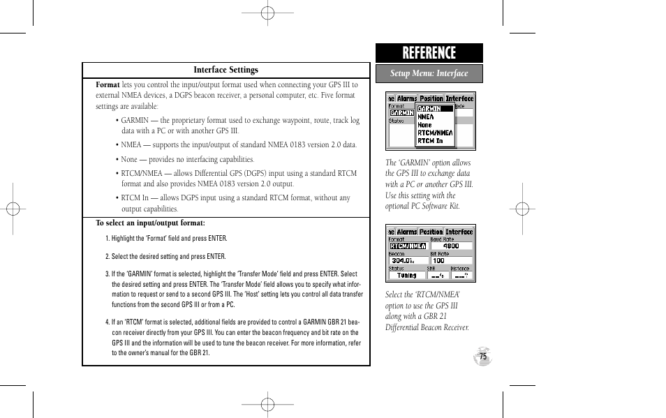 Reference | Garmin GPS III User Manual | Page 83 / 100