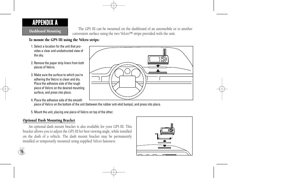 Appendix a | Garmin GPS III User Manual | Page 84 / 100