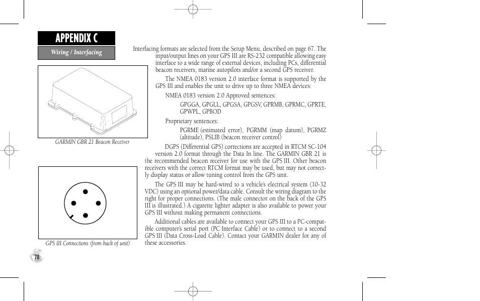 Appendix c | Garmin GPS III User Manual | Page 86 / 100