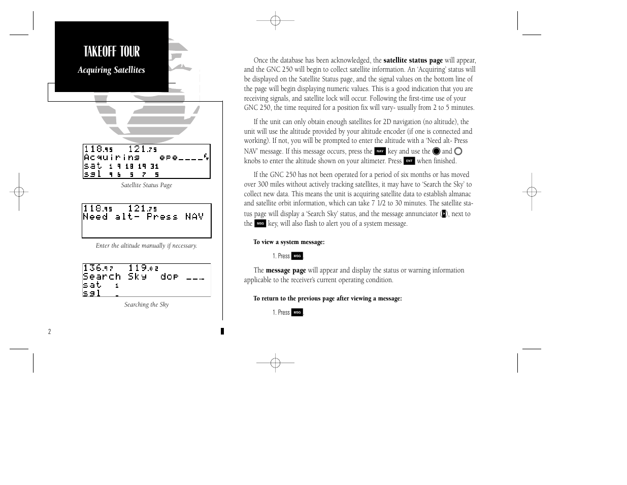 Takeoff tour | Garmin GNC 250 User Manual | Page 12 / 112