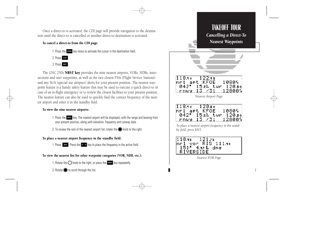 Takeoff tour | Garmin GNC 250 User Manual | Page 17 / 112