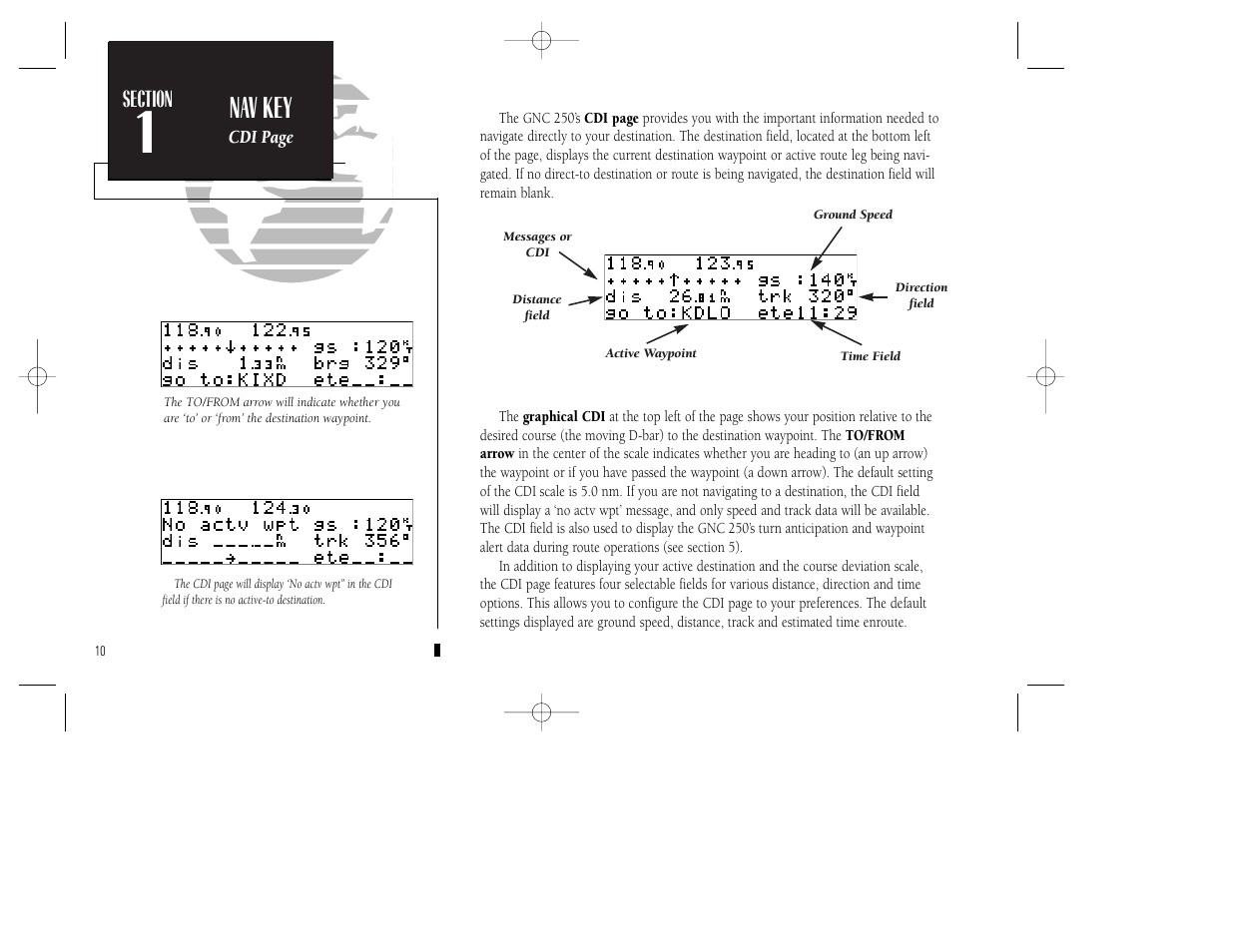 Reference, Nav key | Garmin GNC 250 User Manual | Page 20 / 112