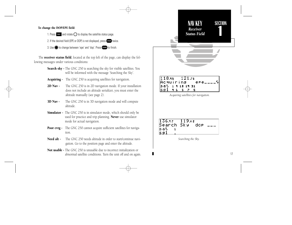 Reference, Nav key | Garmin GNC 250 User Manual | Page 27 / 112