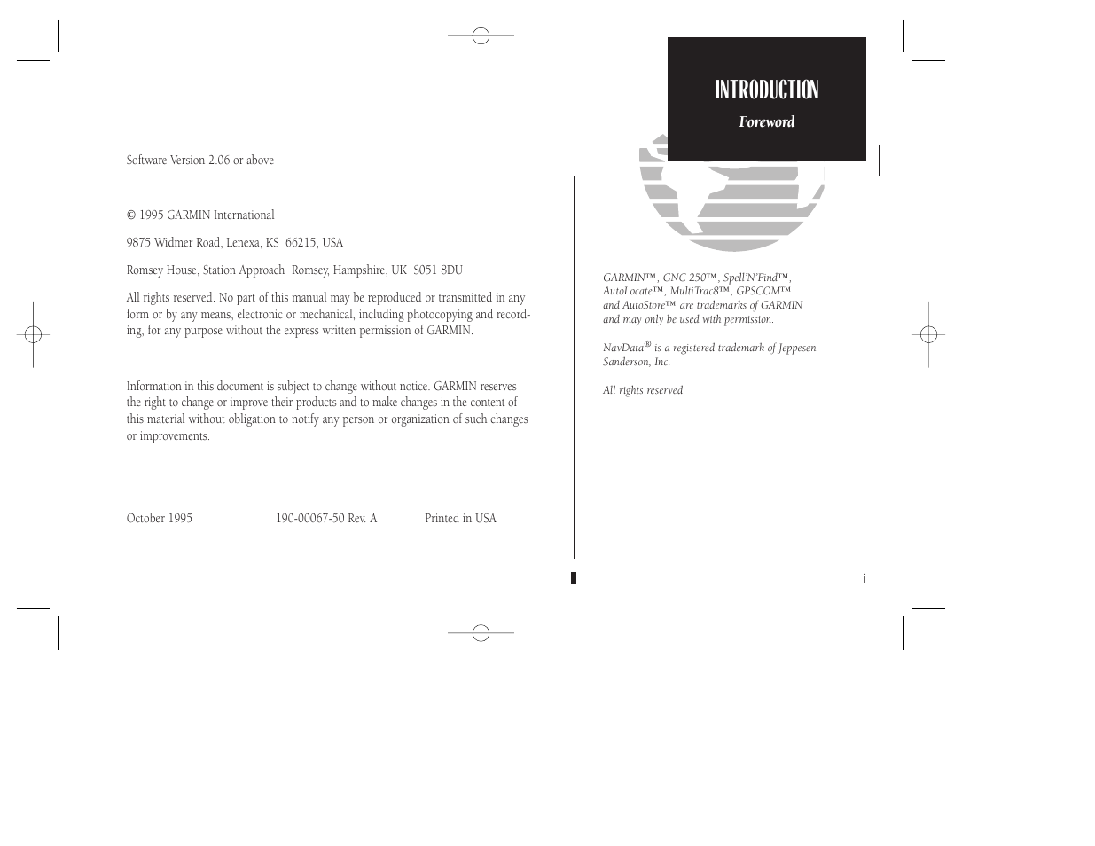 Introduction | Garmin GNC 250 User Manual | Page 3 / 112