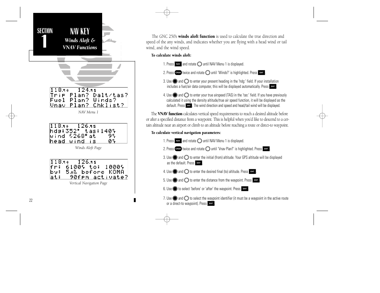 Reference, Nav key | Garmin GNC 250 User Manual | Page 32 / 112