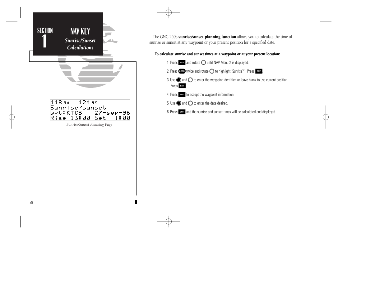 Nav key | Garmin GNC 250 User Manual | Page 38 / 112