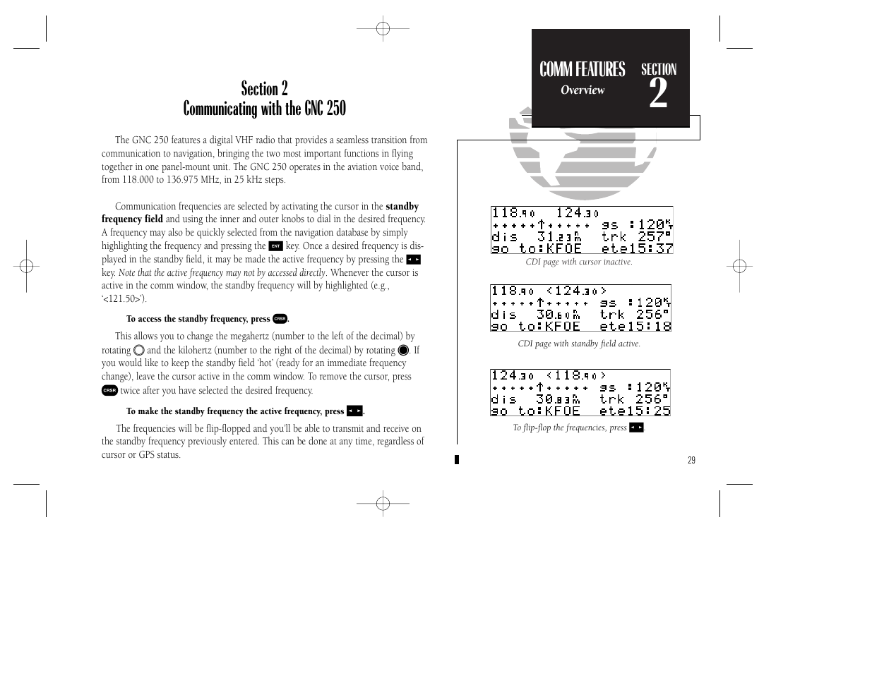 Reference, Comm features | Garmin GNC 250 User Manual | Page 39 / 112