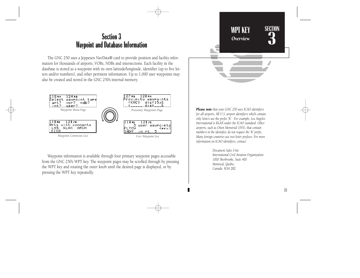 Reference, Wpt key | Garmin GNC 250 User Manual | Page 43 / 112