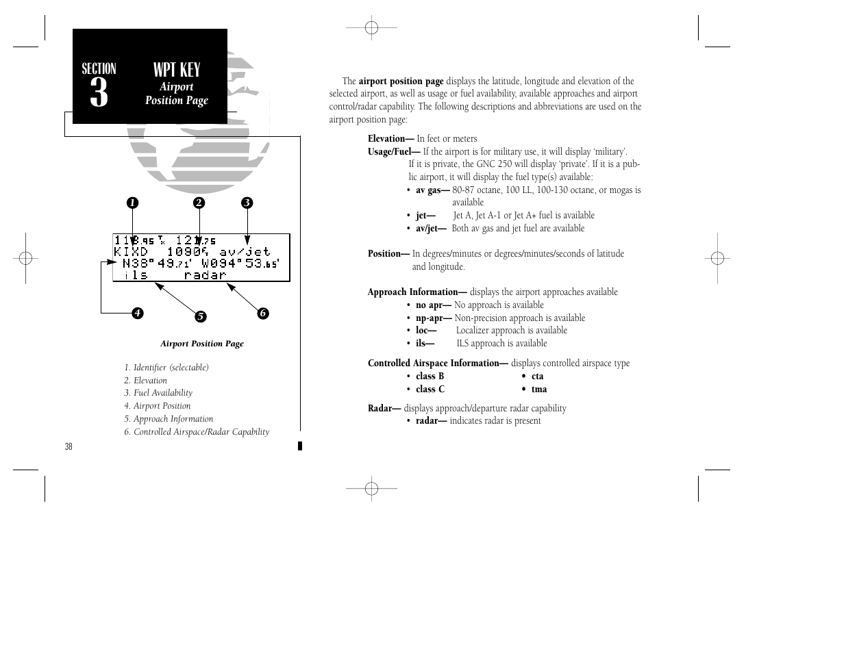 Reference, Wpt key | Garmin GNC 250 User Manual | Page 48 / 112