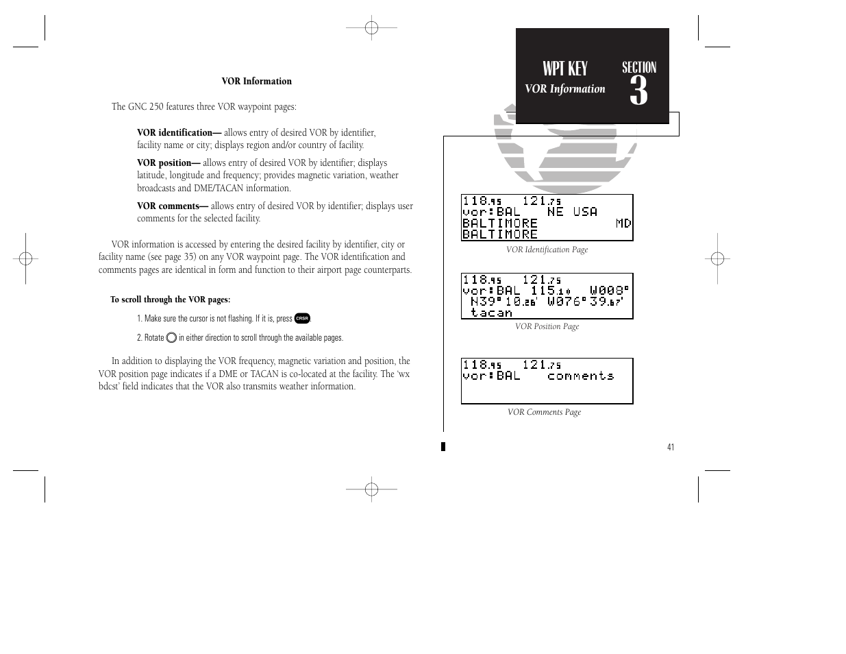 Reference, Wpt key | Garmin GNC 250 User Manual | Page 51 / 112