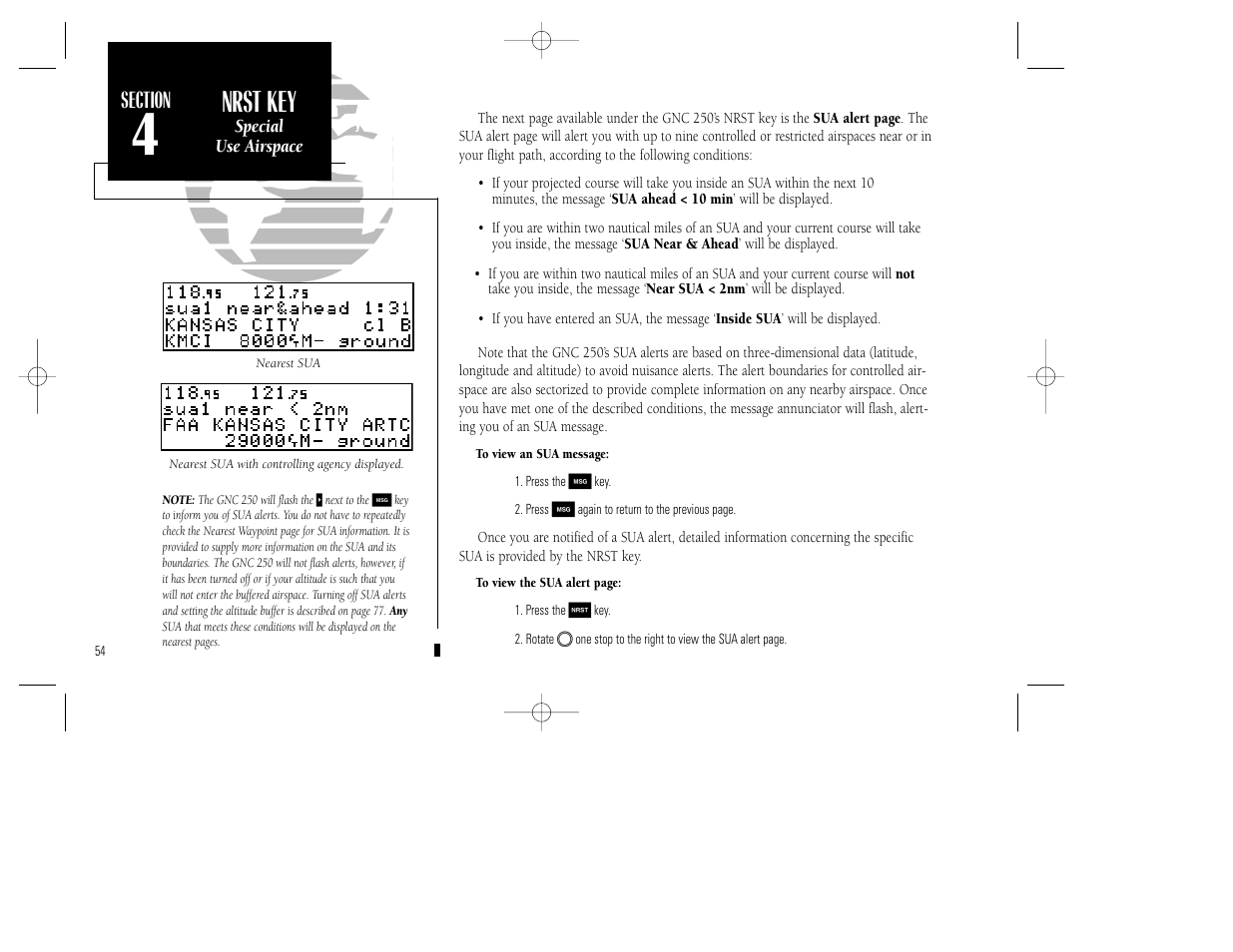 Reference, Nrst key | Garmin GNC 250 User Manual | Page 64 / 112