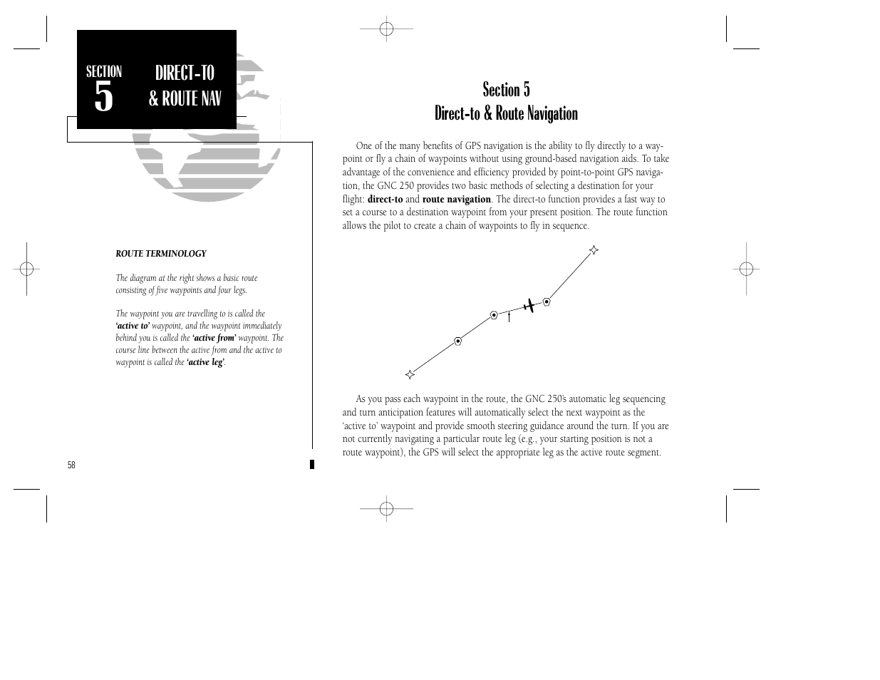 Appendix a, Direct-to & route nav | Garmin GNC 250 User Manual | Page 68 / 112