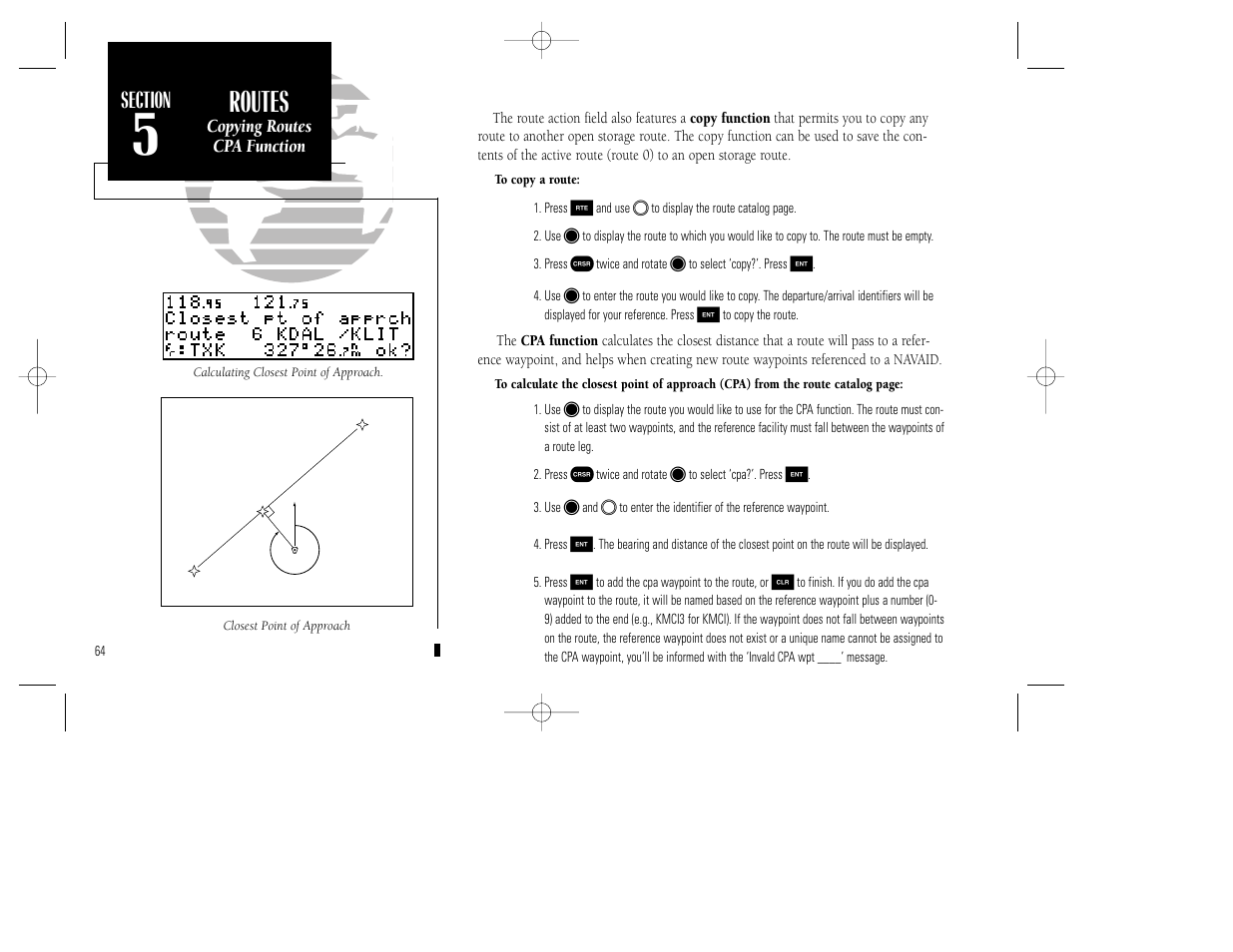 Appendix a, Routes | Garmin GNC 250 User Manual | Page 74 / 112