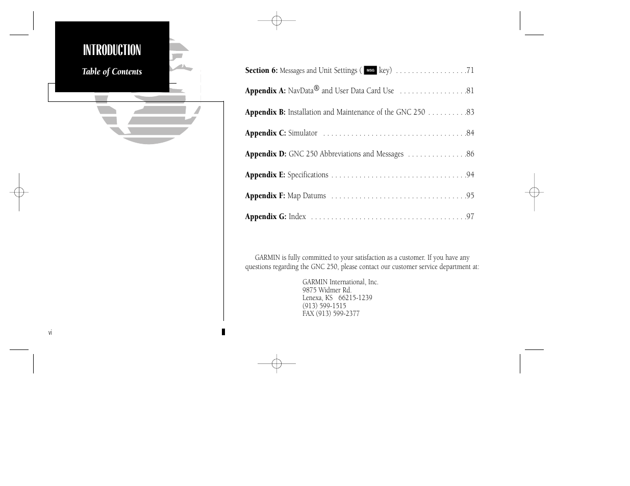 Introduction | Garmin GNC 250 User Manual | Page 8 / 112