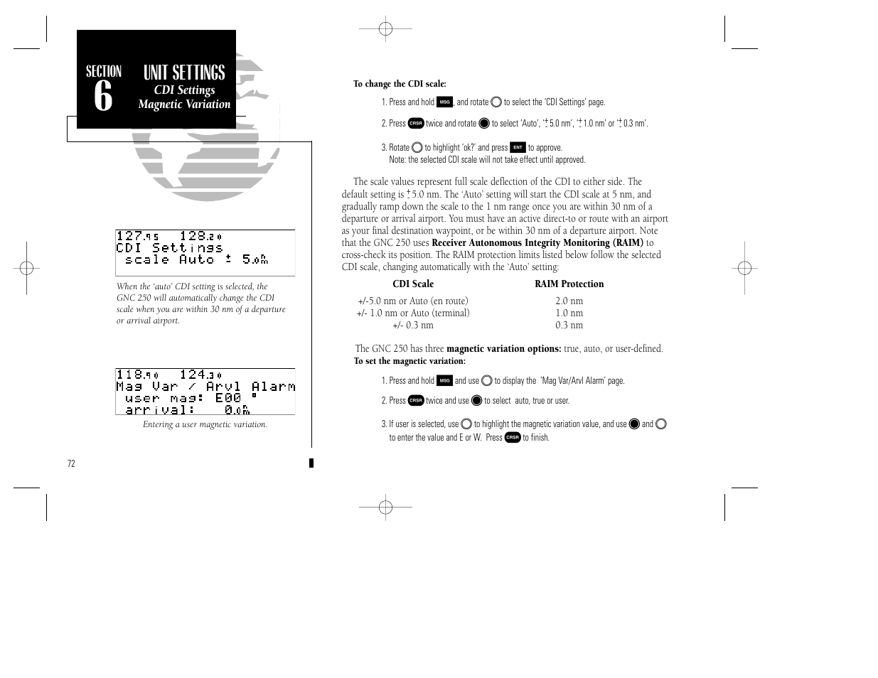 Appendix c, Unit settings | Garmin GNC 250 User Manual | Page 82 / 112